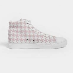 Harlow & Lloyd Pale Pink Large Houndstooth Women's Hightop Canvas Shoe Shoes