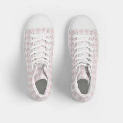 Harlow & Lloyd Pale Pink Large Houndstooth Women's Hightop Canvas Shoe Shoes