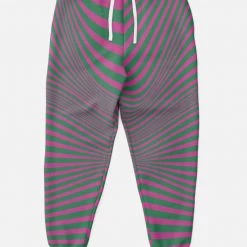 Subliminator Fuchsia & Green Optical Unisex Fleece Joggers Pants & Joggers