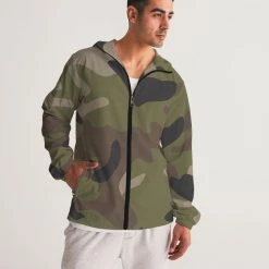 Harlow & Lloyd Woodland Camo Men's Windbreaker Jacket Jackets
