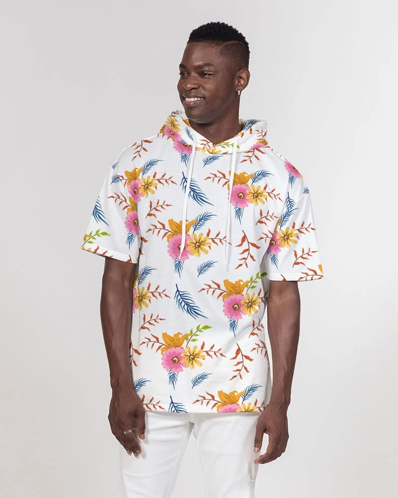 Harlow & Lloyd White Summer Floral Men's Premium Heavyweight Short Sleeve Hoodie Hoodies 3 Harlow & Lloyd White Summer Floral Men's Premium Heavyweight Short Sleeve Hoodie Hoodies