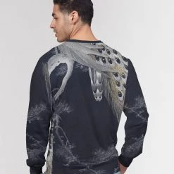 Harlow & Lloyd Perched Peacocks French Terry Pullover Sweatshirt Sweatshirts & Pullovers