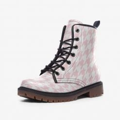 Harlow & Lloyd Shoes Pale Pink Houndstooth Check Lace Up Boots