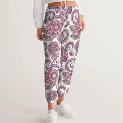 Harlow & Lloyd Purple Cream Paisley Lightweight Women's Track Pants Pants & Joggers