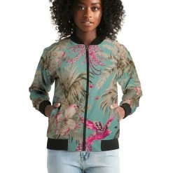 Harlow & Lloyd Vintage Bird & Tropical Palm Women's Bomber Jacket Jackets