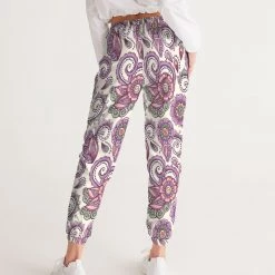 Harlow & Lloyd Purple Cream Paisley Lightweight Women's Track Pants Pants & Joggers