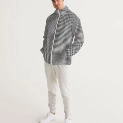 Harlow & Lloyd Houndstooth Men's Windbreaker Hooded Jacket