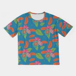 Harlow & Lloyd T Shirts & Tanks Tropical Flower Power Blue Men's Premium Oversized Tee