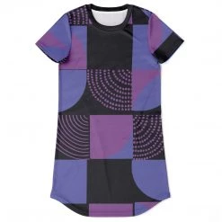 Subliminator Blue Violet Black Geometric T Shirt Dress