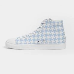 Harlow & Lloyd Baby Blue Large Houndstooth Men's Hightop Canvas Shoe Shoes