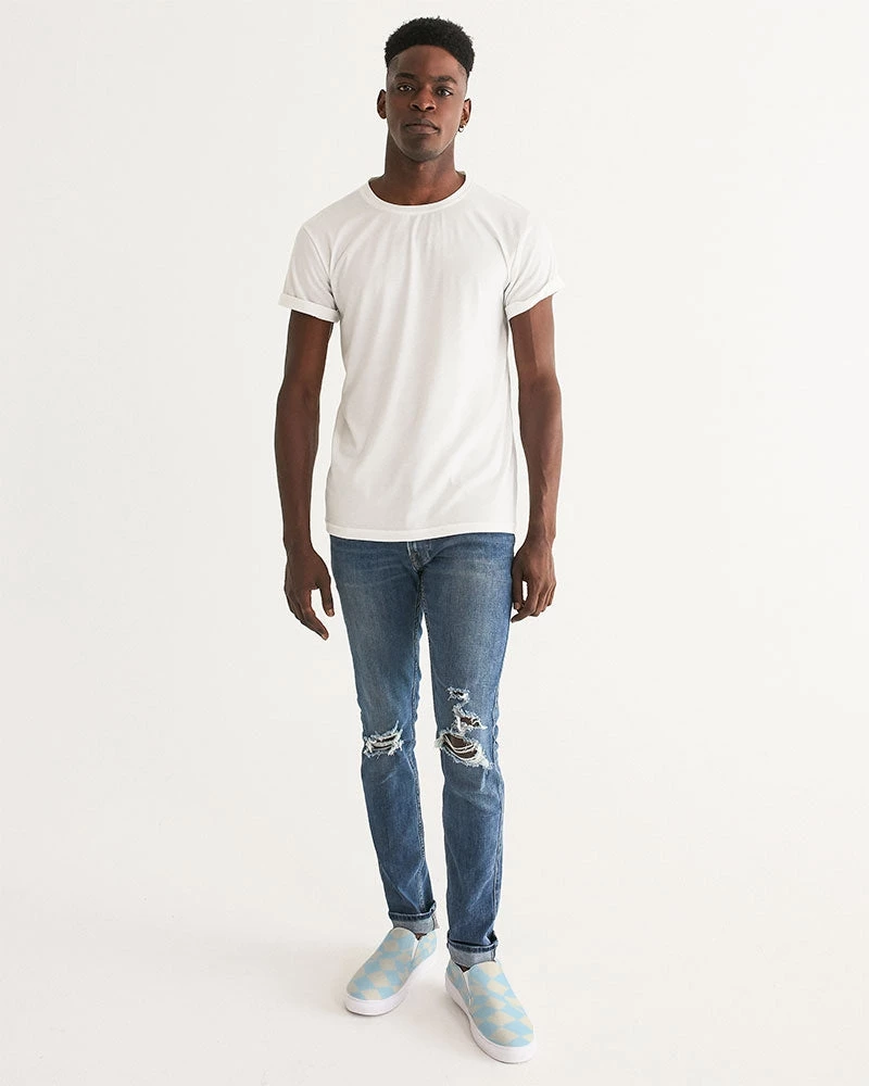 Harlow & Lloyd Blue & Vanilla Ripple Check Men's Slip On Canvas Shoe Shoes 4 Harlow & Lloyd Blue & Vanilla Ripple Check Men's Slip On Canvas Shoe Shoes