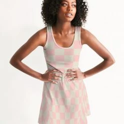Harlow & Lloyd Pink Vanilla Check Women's Racerback Dress 9 Harlow & Lloyd Pink Vanilla Check Women's Racerback Dress