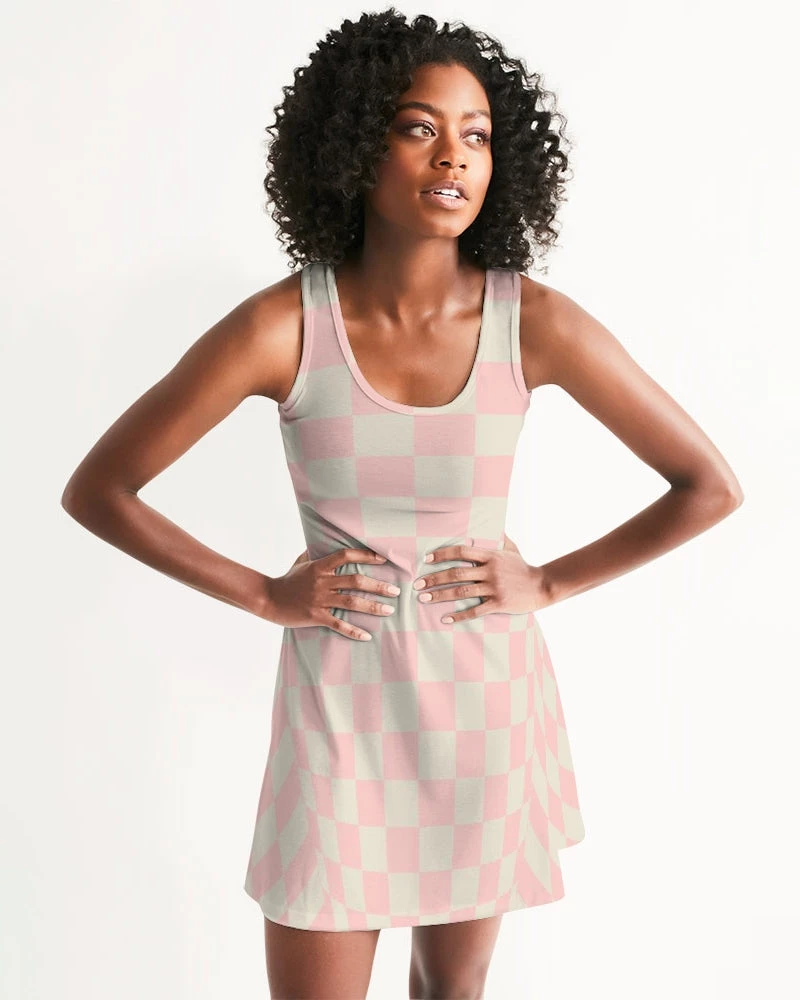 Harlow & Lloyd Pink Vanilla Check Women's Racerback Dress 5 Harlow & Lloyd Pink Vanilla Check Women's Racerback Dress