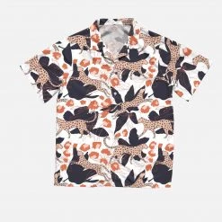 Harlow & LLoyd Jungle Leopard White Short Sleeve Shirt