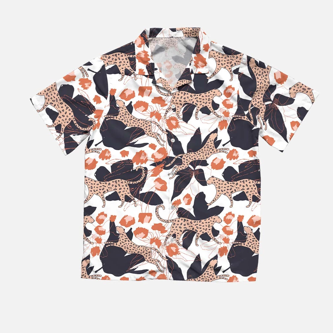 Harlow & LLoyd Jungle Leopard White Short Sleeve Shirt 3 Harlow & LLoyd Jungle Leopard White Short Sleeve Shirt