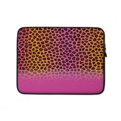 Harlow & Lloyd Personalized Vivid Cheetah & Raspberry Laptop Sleeve With Faux Fur Lining Laptop Sleeves