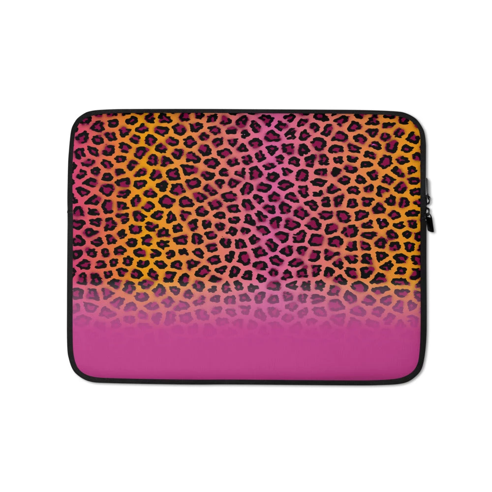 Harlow & Lloyd Personalized Vivid Cheetah & Raspberry Laptop Sleeve With Faux Fur Lining Laptop Sleeves 3 Harlow & Lloyd Personalized Vivid Cheetah & Raspberry Laptop Sleeve With Faux Fur Lining Laptop Sleeves