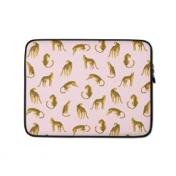 Harlow & Lloyd Pink Leopard Laptop Sleeve With Faux Fur Lining