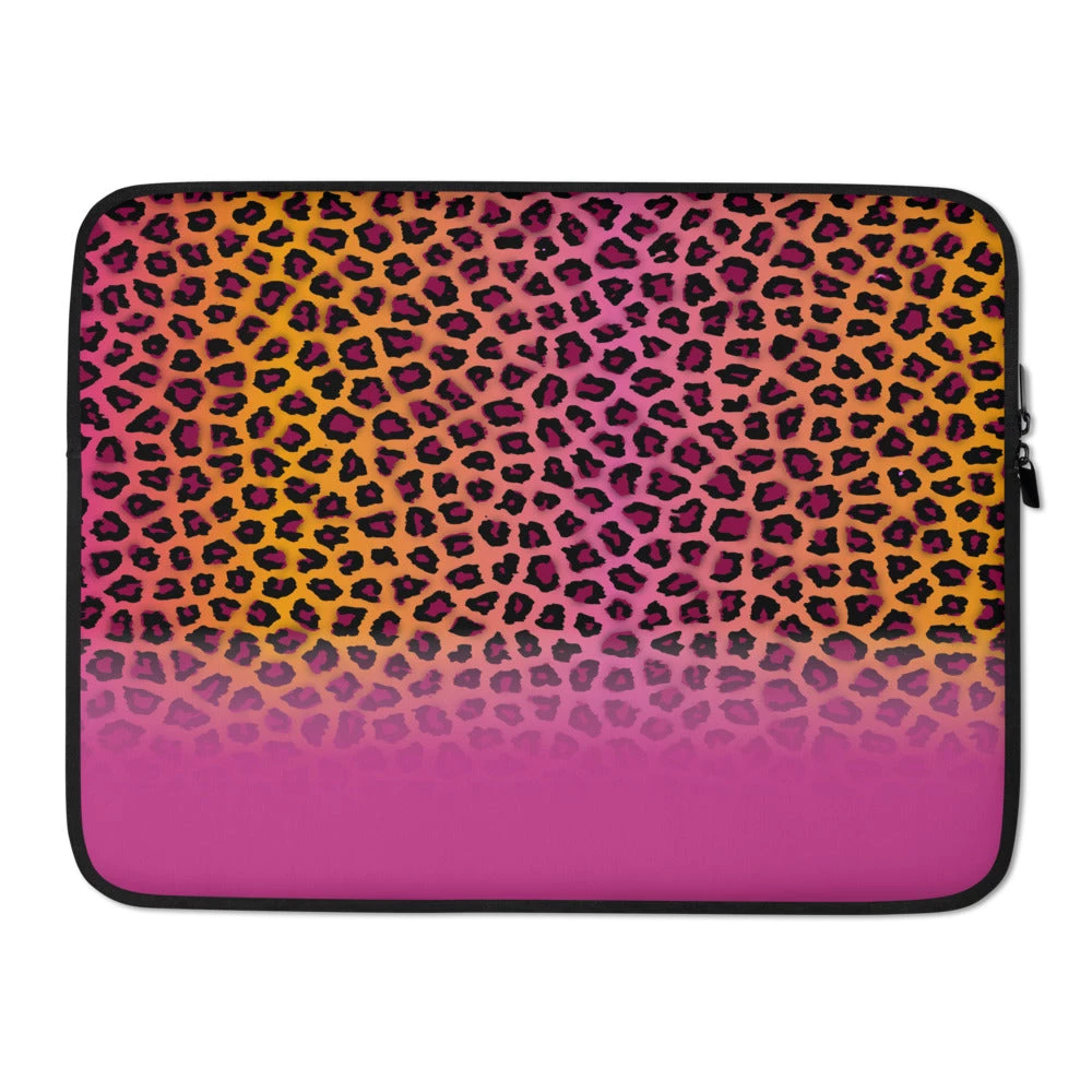Harlow & Lloyd Personalized Vivid Cheetah & Raspberry Laptop Sleeve With Faux Fur Lining Laptop Sleeves 4 Harlow & Lloyd Personalized Vivid Cheetah & Raspberry Laptop Sleeve With Faux Fur Lining Laptop Sleeves