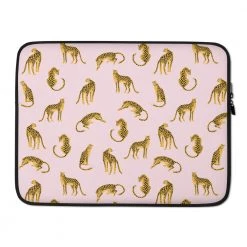 Harlow & Lloyd Pink Leopard Laptop Sleeve With Faux Fur Lining