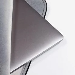 PF Laptop Sleeves Personalized Laptop Sleeve In Black & Pink Geometric With Faux Fur Lining