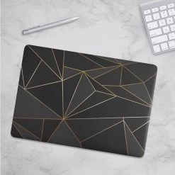 Harlow & Lloyd Macbook Hard Shell Case - Black & Gold Geometric