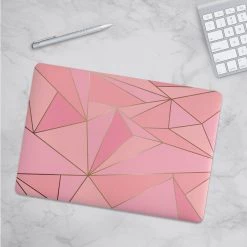 Harlow & Lloyd Macbook Hard Shell Case - Pink & Gold Geometric Macbook Cases