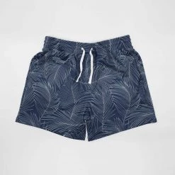 Harlow & Lloyd Blue Palm Tropical Mid Length Shorts