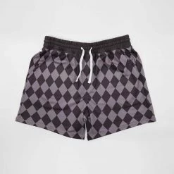 Harlow & LLoyd Espresso Diamond Check Mid Length Shorts
