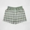 Interestprint Sage Diamond Check Mid Length Shorts