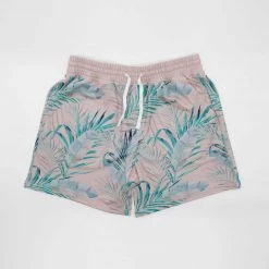 Harlow & LLoyd Pacific Palms Pale Pink Mid Length Shorts