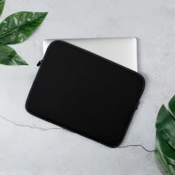 PF Personalized Laptop Sleeve - Jet Black With Faux Fur Lining