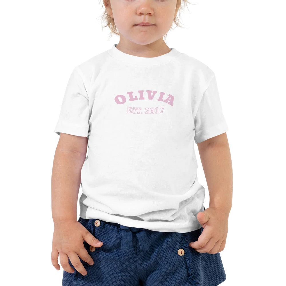 Harlow & Lloyd T Shirts & Tanks Toddler Short Sleeve Tee - Est Year In Pink, White, Black & Blue 5 Harlow & Lloyd T Shirts & Tanks Toddler Short Sleeve Tee - Est Year In Pink, White, Black & Blue