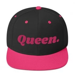Harlow & Lloyd Accessories Embroidered Queen Snapback Cap - Flamingo Pink