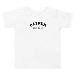 Harlow & Lloyd Toddler Short Sleeve Tee - Est. Year In White, Blue & Pink