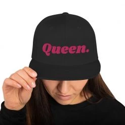 Harlow & Lloyd Accessories Embroidered Queen Snapback Cap - Flamingo Pink