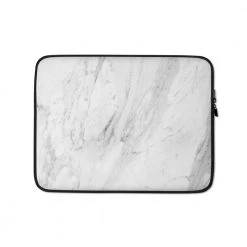 PF Personalized Laptop Sleeve In Marble With Faux Fur Lining
