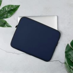 PF Laptop Sleeves Personalized Laptop Sleeve - Navy With Faux Fur Lining