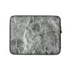 PF Personalized Laptop Sleeve In Dark Grey Marble With Faux Fur Lining Laptop Sleeves