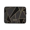 PF Personalized Laptop Sleeve In Luxe Black & Gold Geometric With Faux Fur Lining Laptop Sleeves