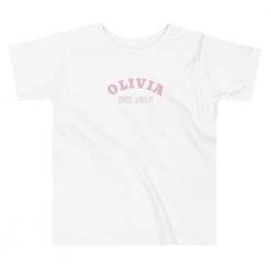 Harlow & Lloyd T Shirts & Tanks Toddler Short Sleeve Tee - Est Year In Pink, White, Black & Blue