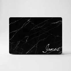 Harlow & Lloyd Personalized Macbook Hard Shell Case - Black Marble