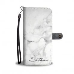 Wc-fulfillment Phone Cases Personalized White Marble Phone Wallet Case