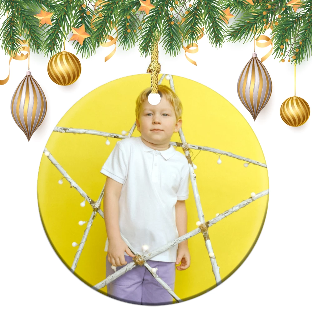 Harlow & Lloyd Custom Photo Christmas Ornaments With Personalized Name - Circle Shape 6 Harlow & Lloyd Custom Photo Christmas Ornaments With Personalized Name - Circle Shape