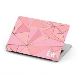Harlow & Lloyd Personalized Macbook Hard Shell Case - Pink & Gold Geometric