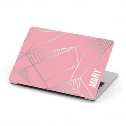 Harlow & Lloyd Personalized Macbook Hard Shell Case - Pink & Silver Geometric Macbook Cases