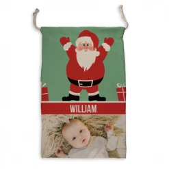 Harlow & Lloyd Personalized Santa Sack With Photo - Custom Christmas Sack