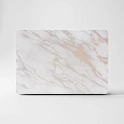 Harlow & Lloyd Macbook Cases Macbook Hard Shell Case - White Rose & Gold Marble