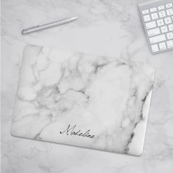 Harlow & Lloyd Personalized Macbook Hard Shell Case - White Marble