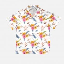 Harlow & Lloyd Shirts White Summer Floral Short Sleeve Shirt